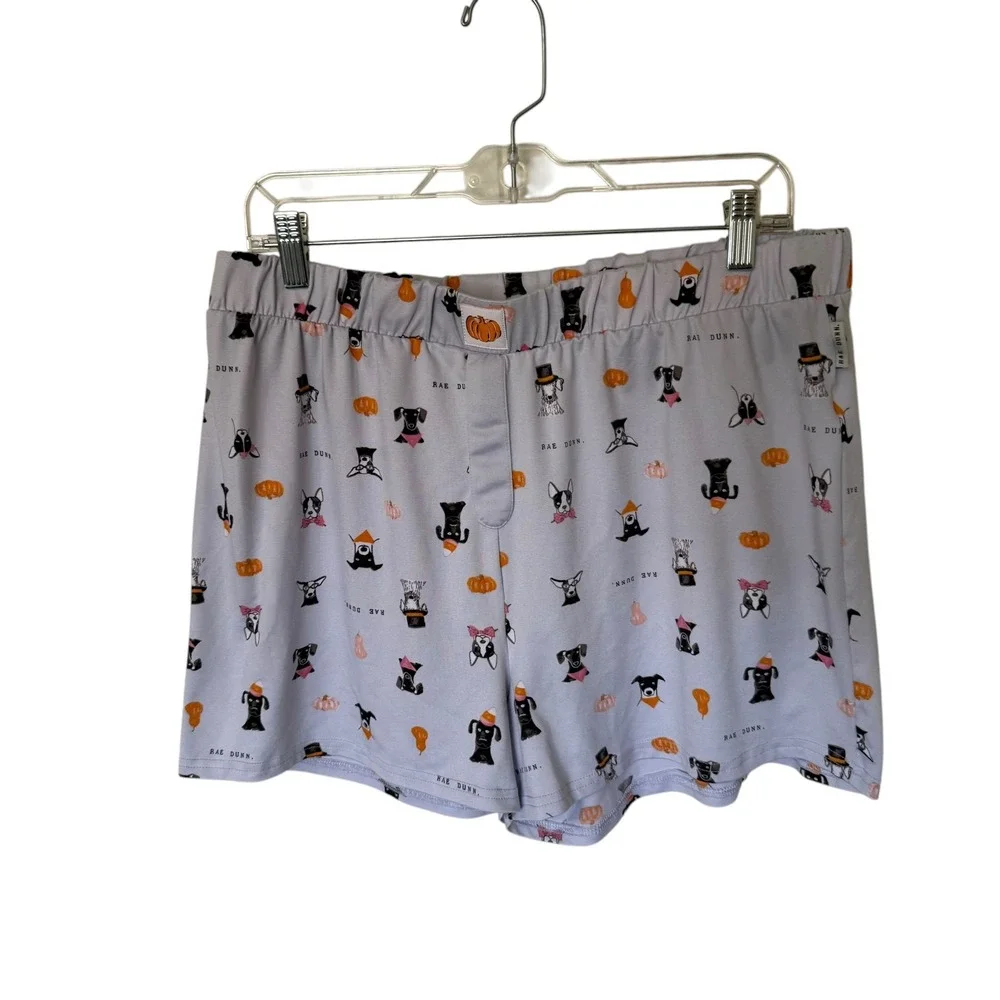 Rae Dunn Halloween Dog Pajama Shorts Women XL Purple Pumpkin Excellent Condition